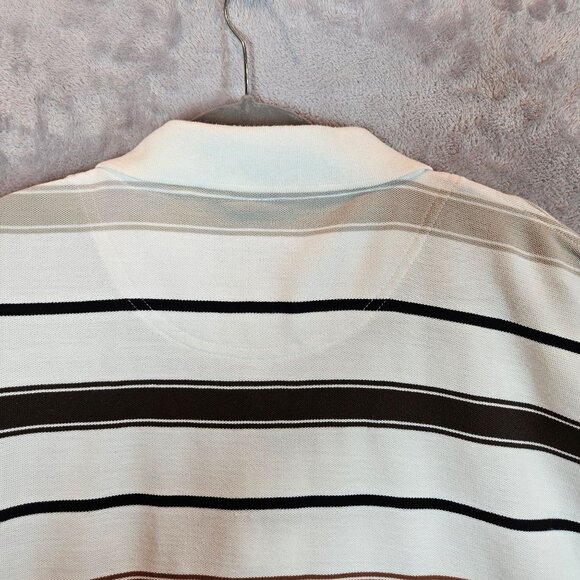 Karl Kani Gold Striped Polo Shirt 4X White Brown Black Mens Cotton/Polyester - Picture 8 of 11